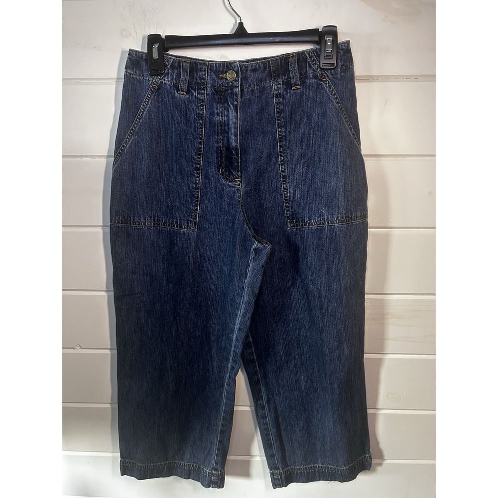 Jones Sport 100% Cotton Womens Size 6 Denim Capri Pants Medium Wash NO Spandex